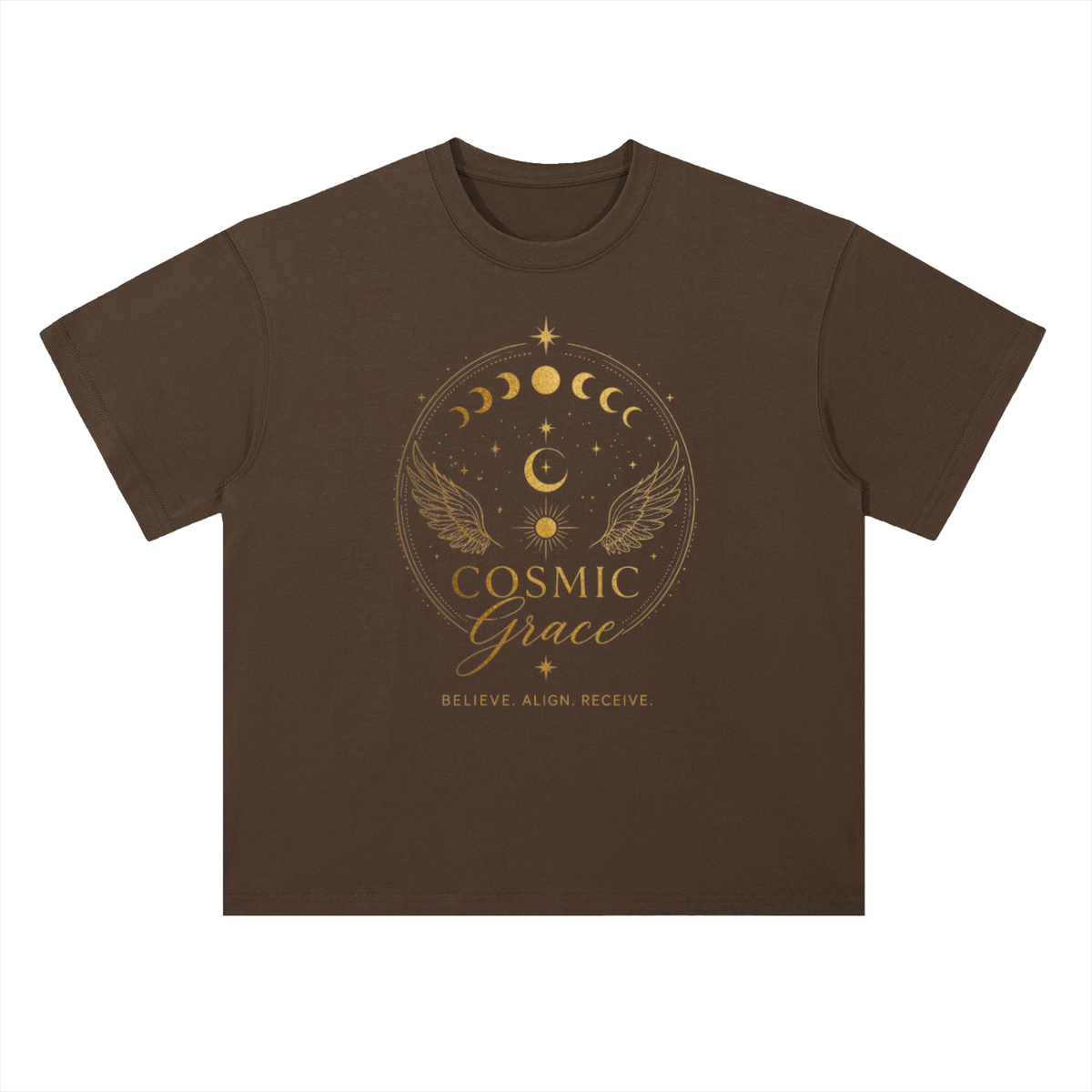 “Believe” Shoulder Cotton T-Shirt