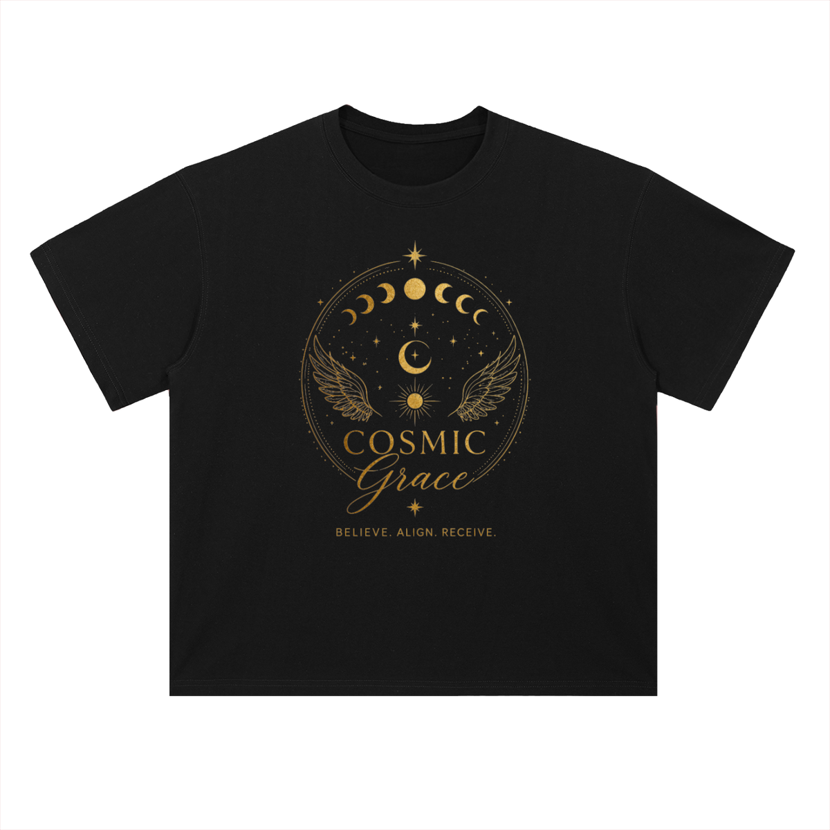 “Believe” Shoulder Cotton T-Shirt