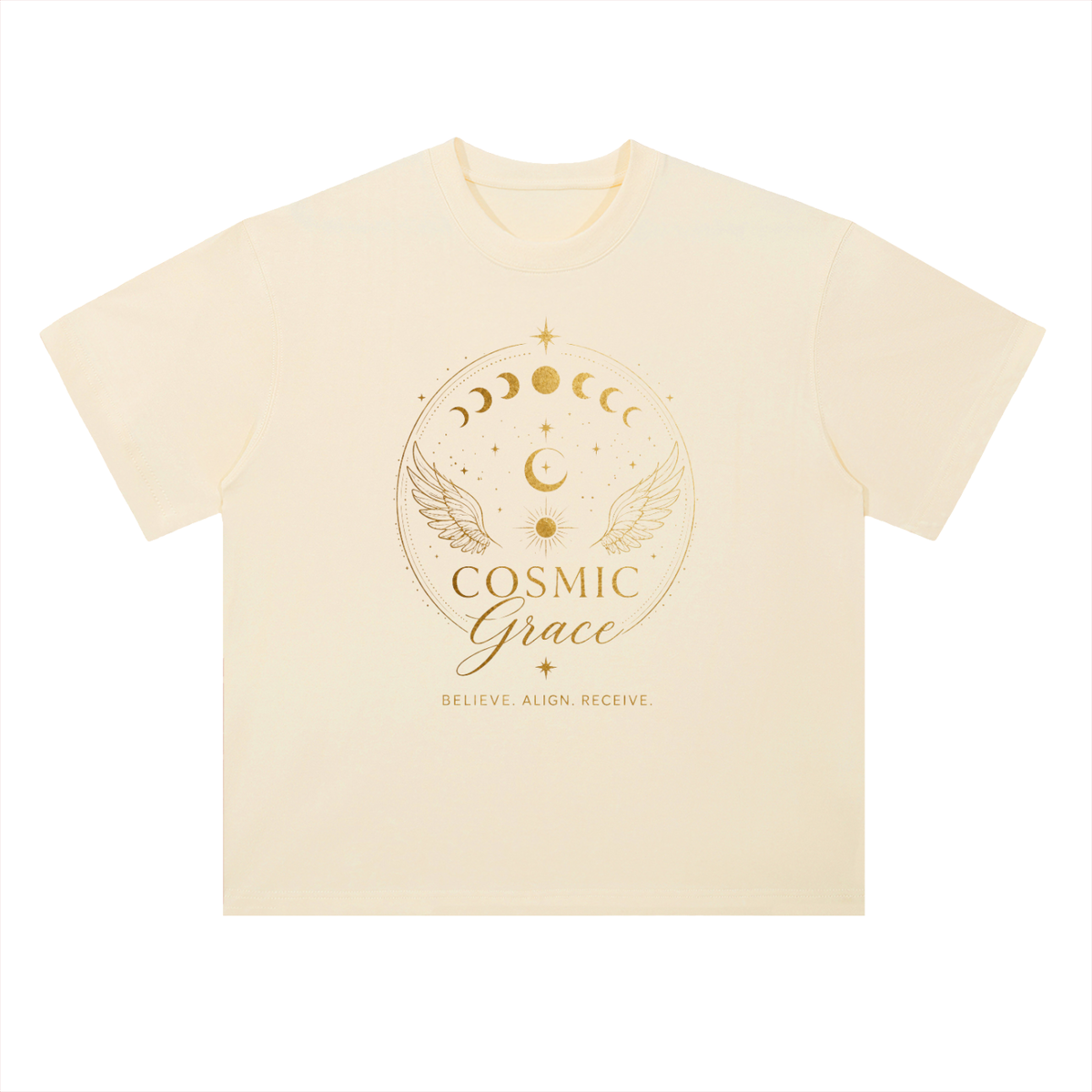 “Believe” Shoulder Cotton T-Shirt