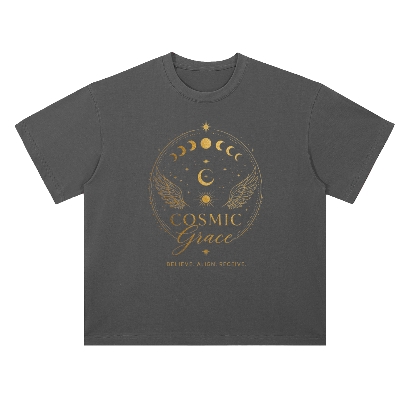 “Believe” Shoulder Cotton T-Shirt