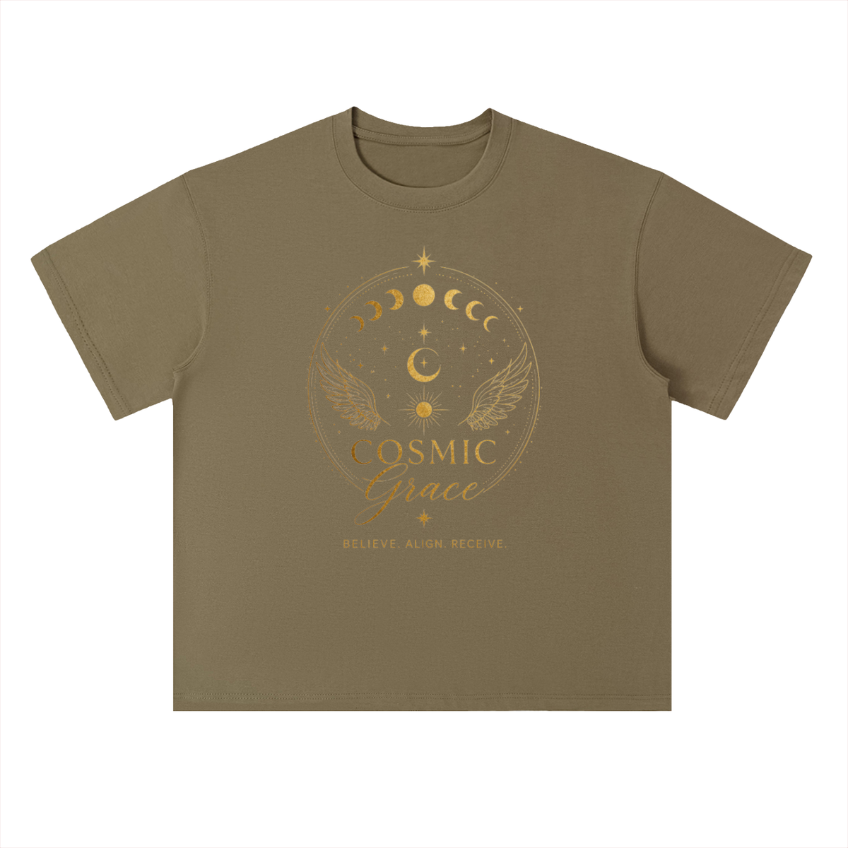 “Believe” Shoulder Cotton T-Shirt
