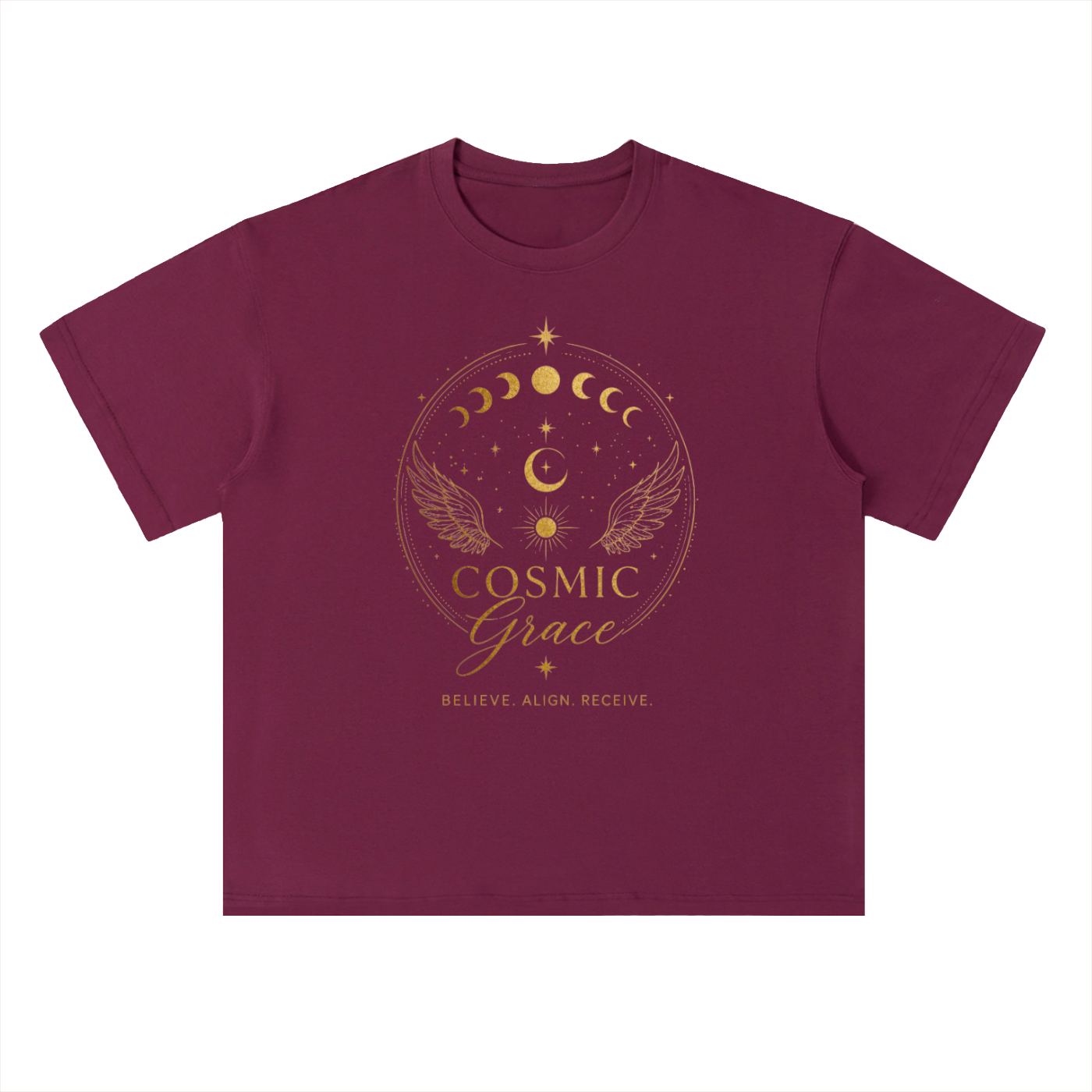 “Believe” Shoulder Cotton T-Shirt