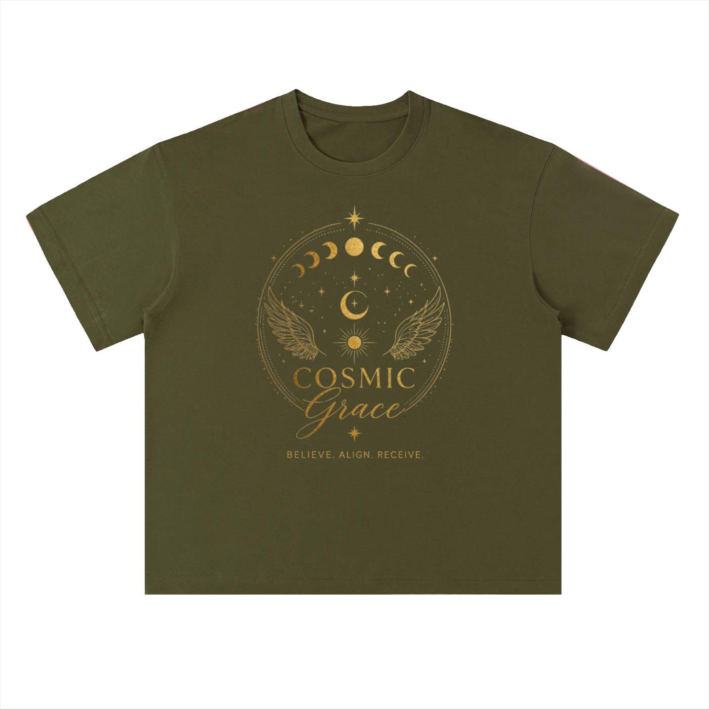 “Believe” Shoulder Cotton T-Shirt