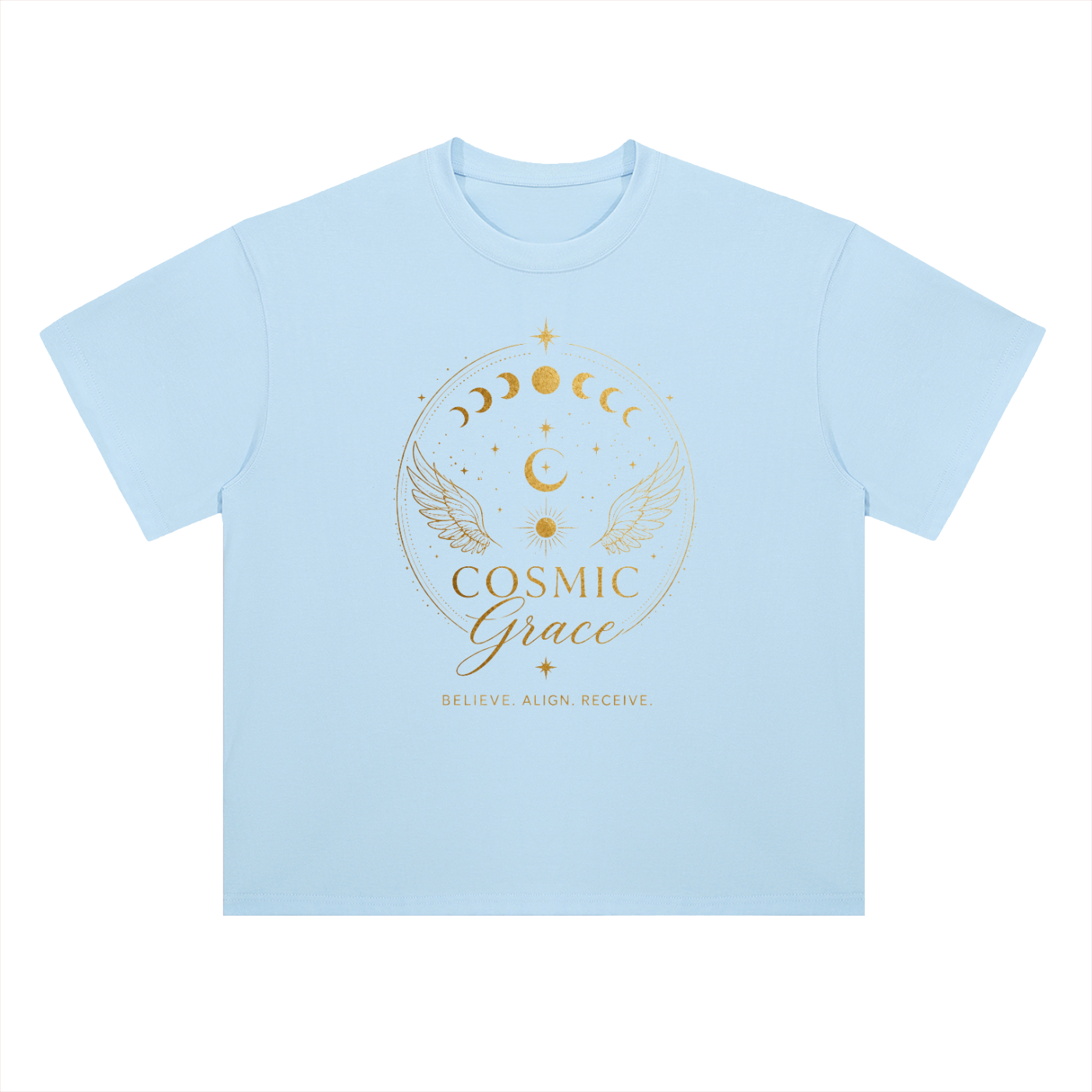 “Believe” Shoulder Cotton T-Shirt