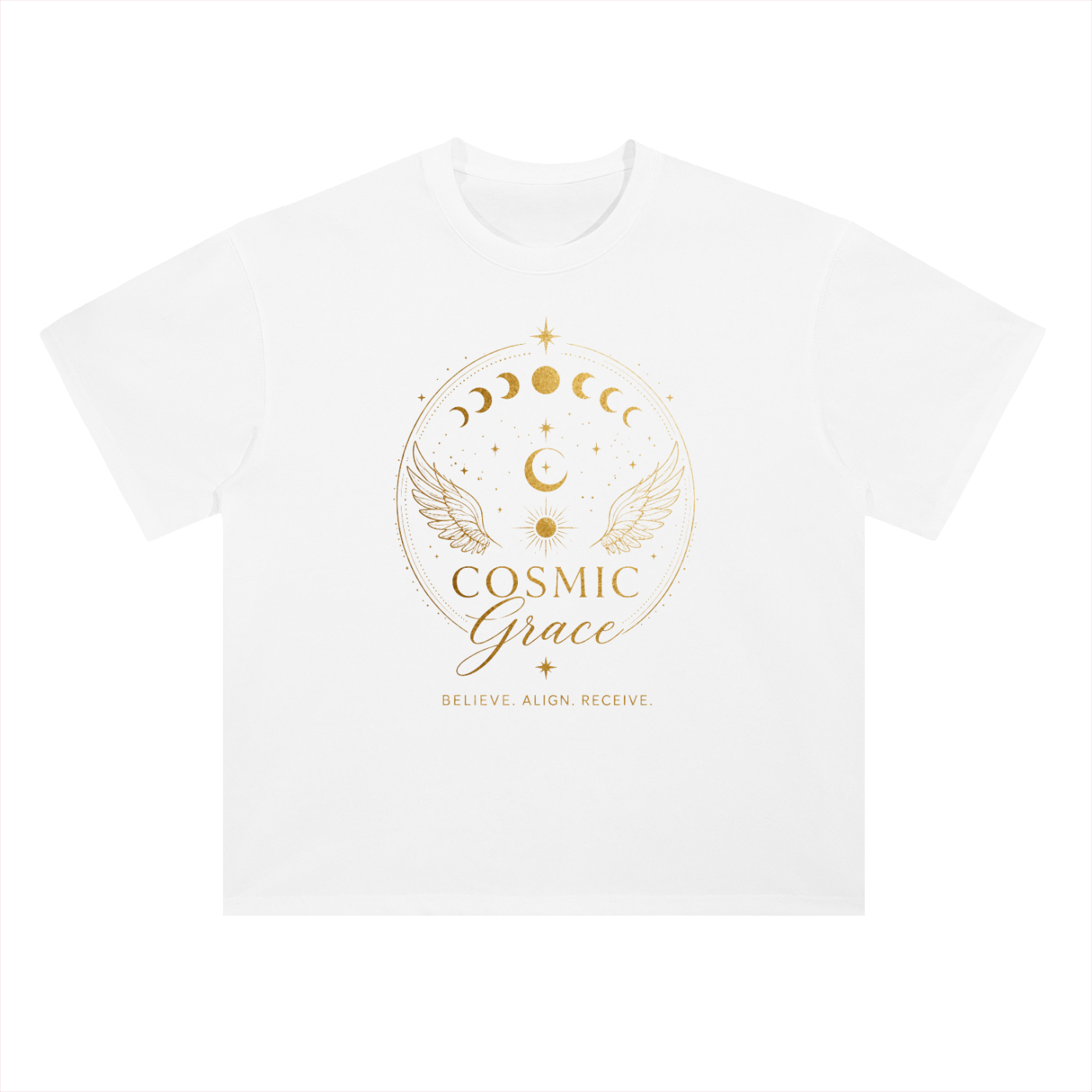 “Believe” Shoulder Cotton T-Shirt