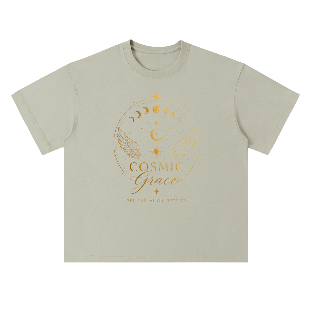 “Believe” Shoulder Cotton T-Shirt