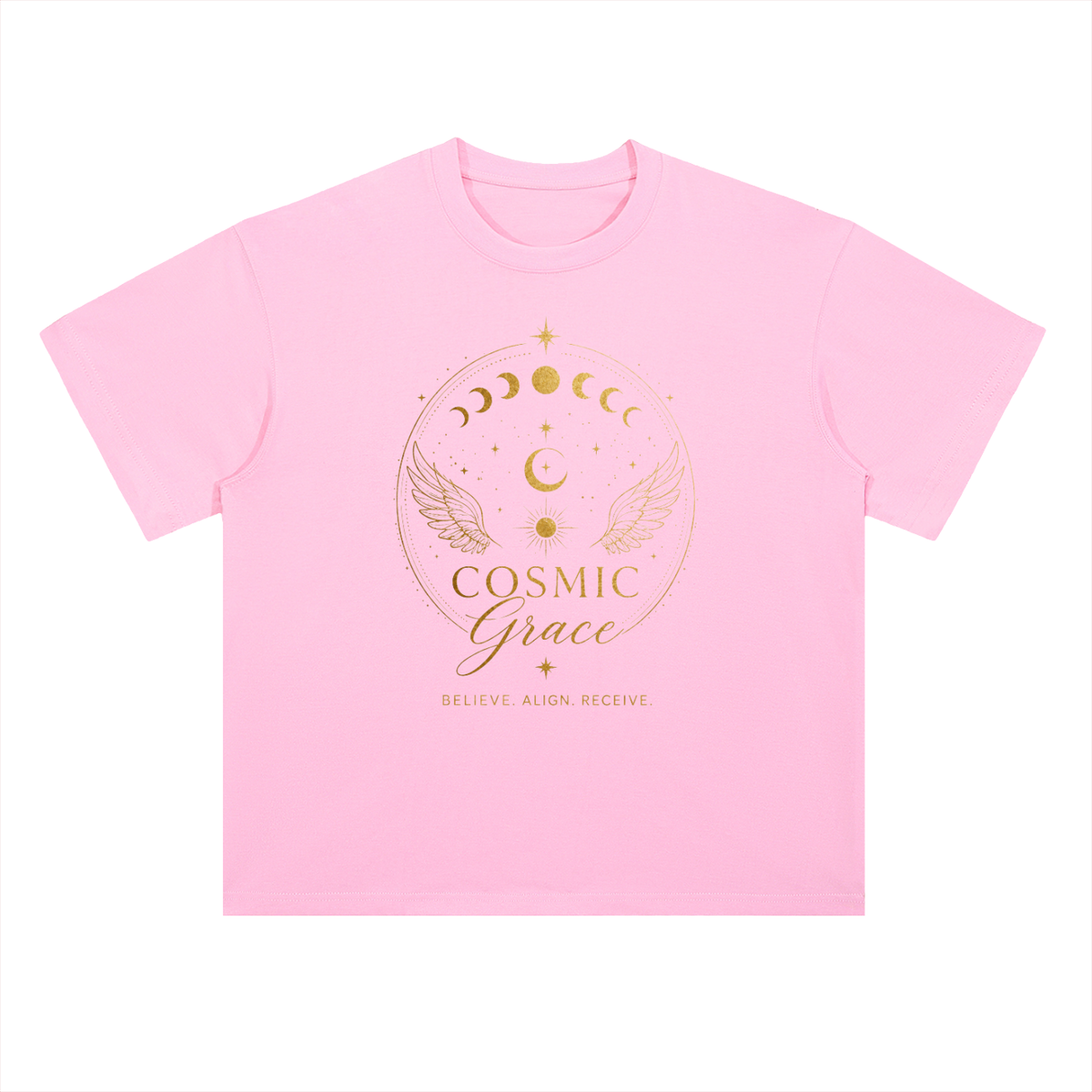 “Believe” Shoulder Cotton T-Shirt